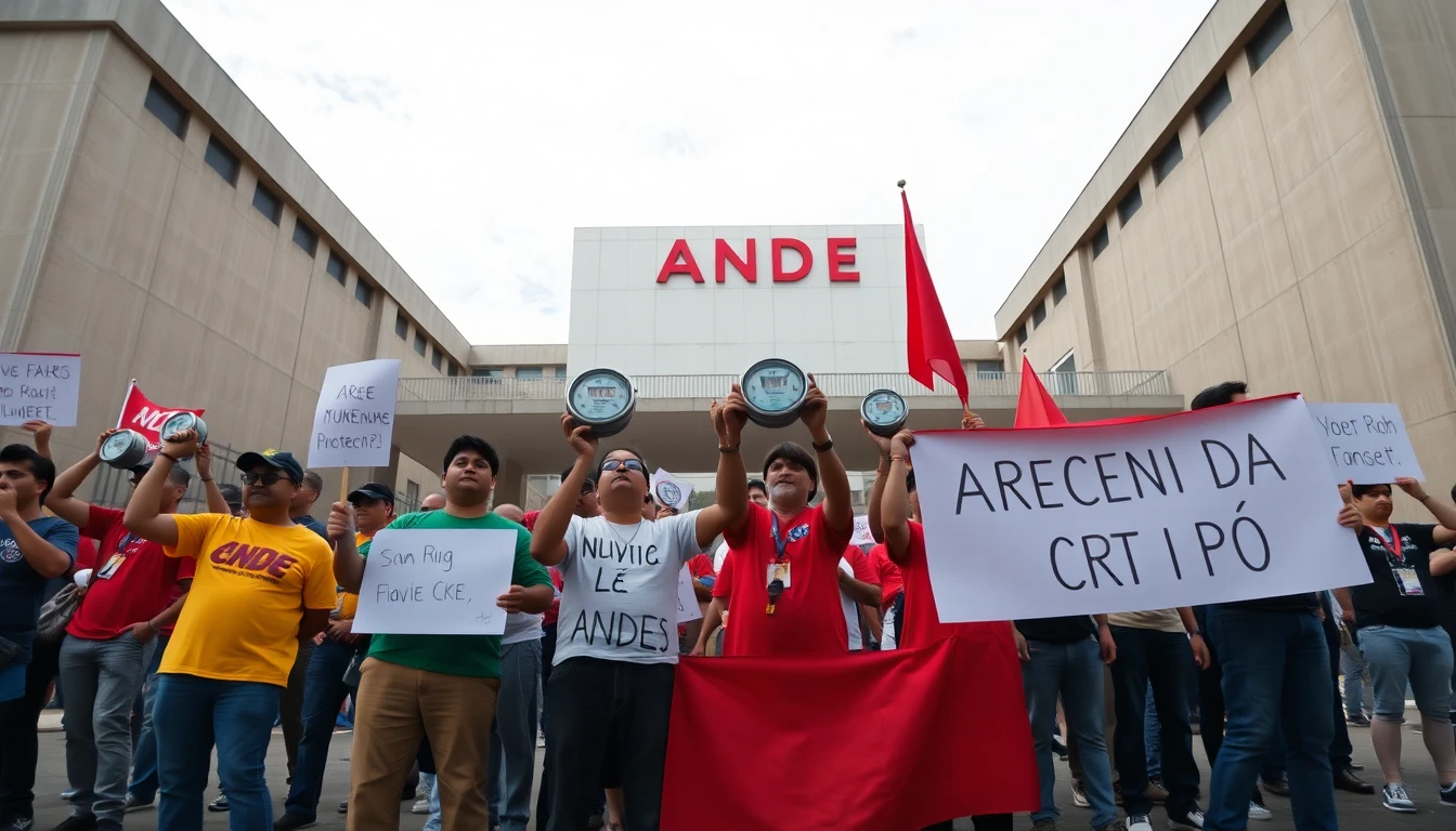 Organizações protestam contra cortes de luz e tarifas altas em frente à ANDE