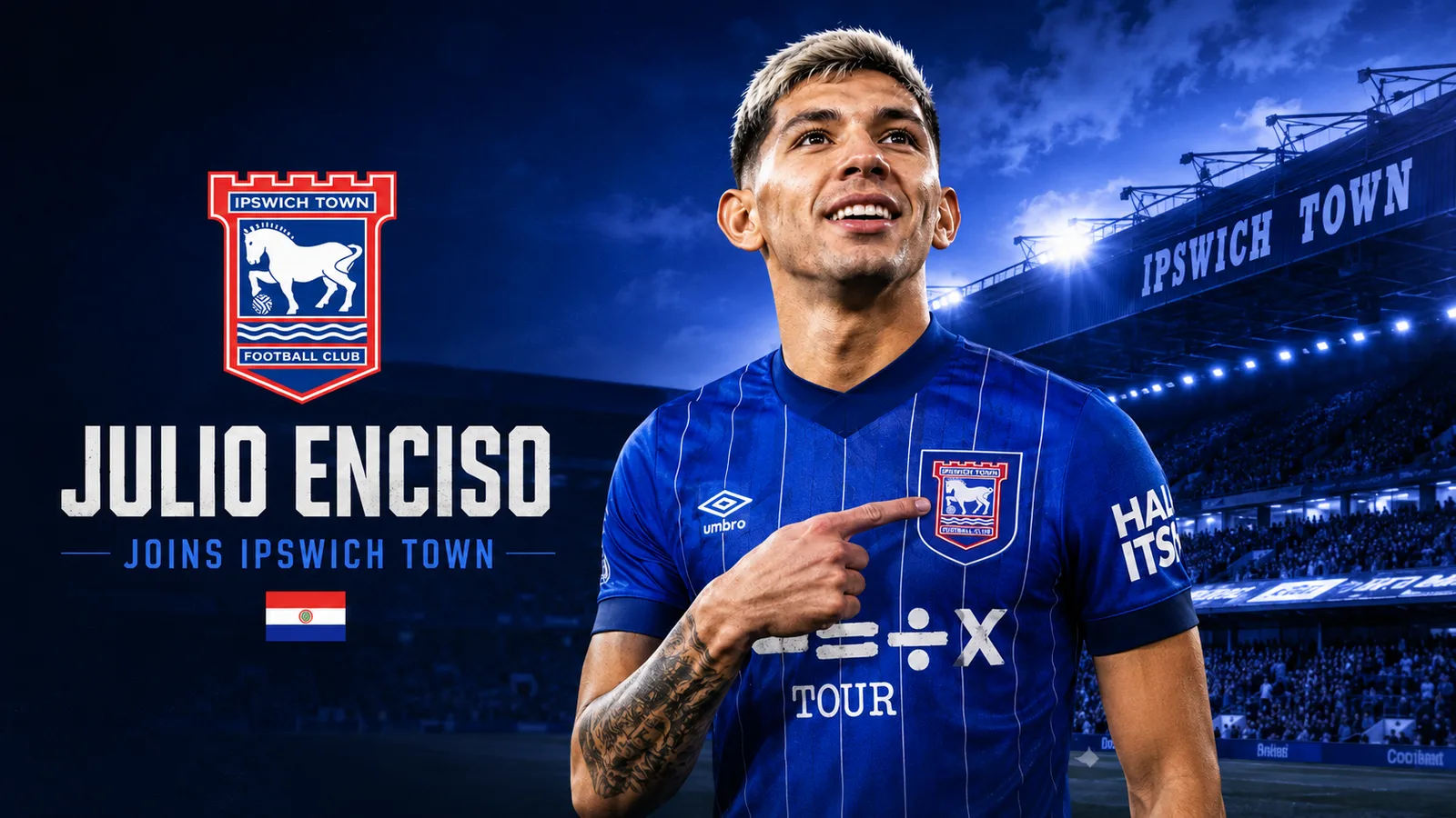 Ipswich Town verpflichtet Julio Enciso in Rekordtransfer für paraguayische Spieler