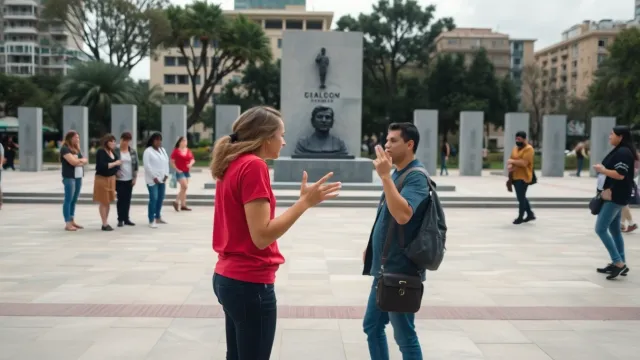 Student asks about persecution under the dictatorship in sign language during visit to Asunción